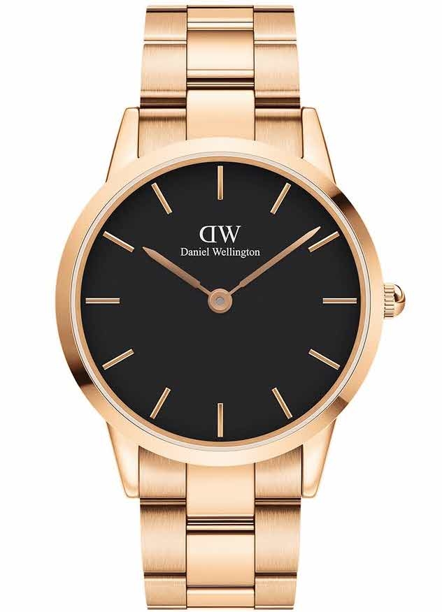 Daniel Wellington Iconic Link 40mm Rose Gold Black DW00100344 -  Kvarts - Rosegull - Herreklokker - Rustfritt stål - ledd m/pin - Mineral