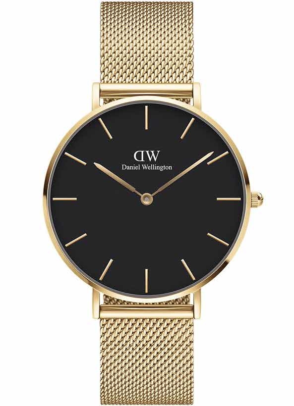 Daniel Wellington Petite 36mm Evergold Black DW00100345 -  Kvarts - Gull - Dameklokker - Meshlenke - Mineral