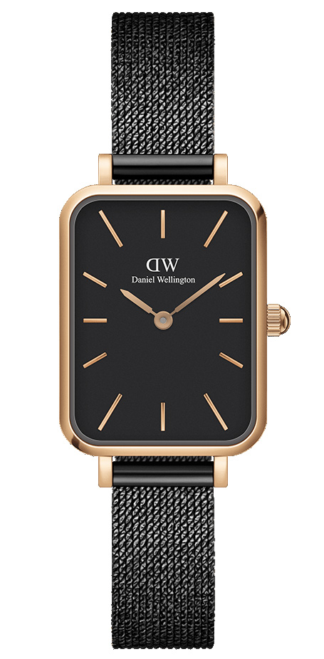 Daniel Wellington Quadro Ashfield Black DW00100433 -  Kvarts - Rosegull - Dameklokker - Meshlenke - Mineral
