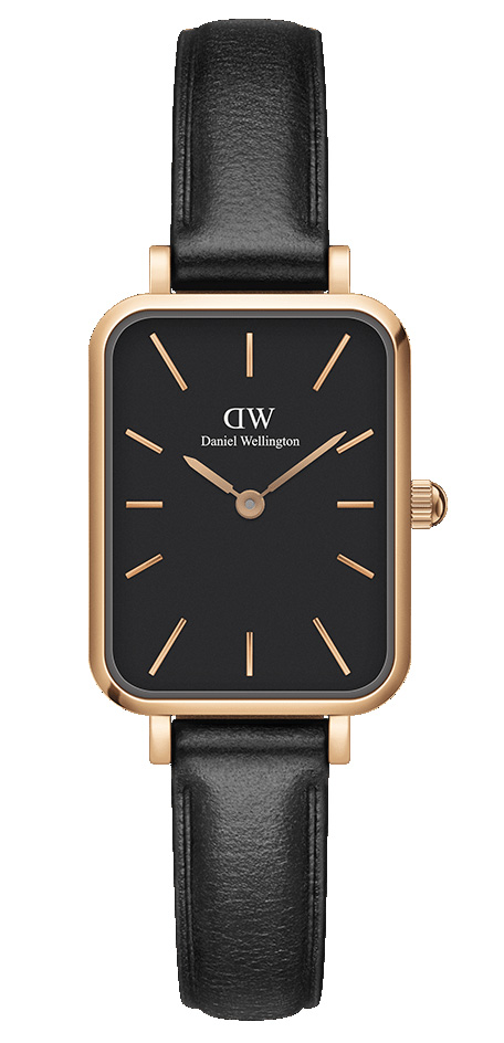 Daniel Wellington Quadro Sheffield Rose Gold Black DW00100435 -  Kvarts - Rosegull - Dameklokker - Skinn - Mineral