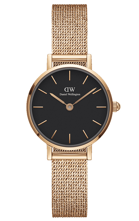 Daniel Wellington Classic Petite 24mm Melrose Black Rose DW00100440 -  Kvarts - Rosegull - Dameklokker - Meshlenke - Mineral