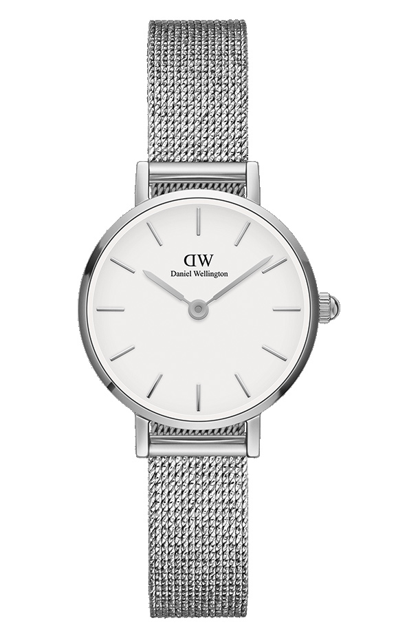 Daniel Wellington Classic Petite 24mm Sterling White DW00100442 -  Kvarts - Sølv - Dameklokker - Meshlenke - Mineral