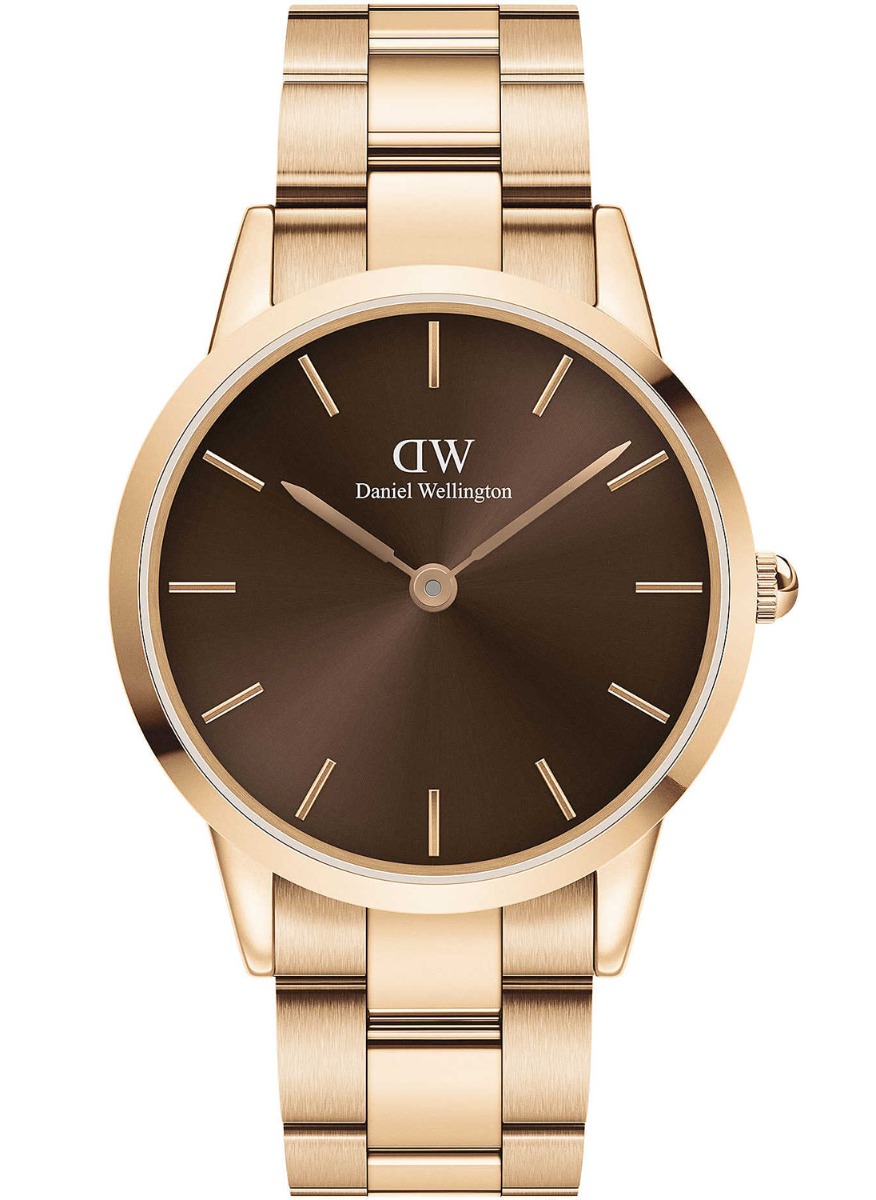 Daniel Wellington Iconic Link Amber 40mm DW00100460 -  Kvarts - Rosegull - Herreklokker - Rustfritt stål - ledd m/pin - Mineral