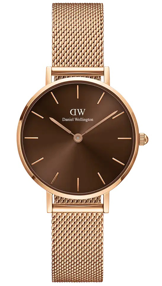 Daniel Wellington Petite Amber 28mm Brown DW00100476 -  Kvarts - Rosegull - Dameklokker - Meshlenke - Mineral