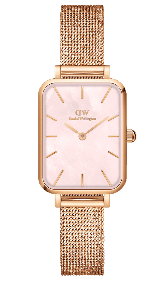 Daniel Wellington Quadro Pressed Melrose DW00100510 -  Kvarts - Rosegull - Dameklokker - Meshlenke - Mineral