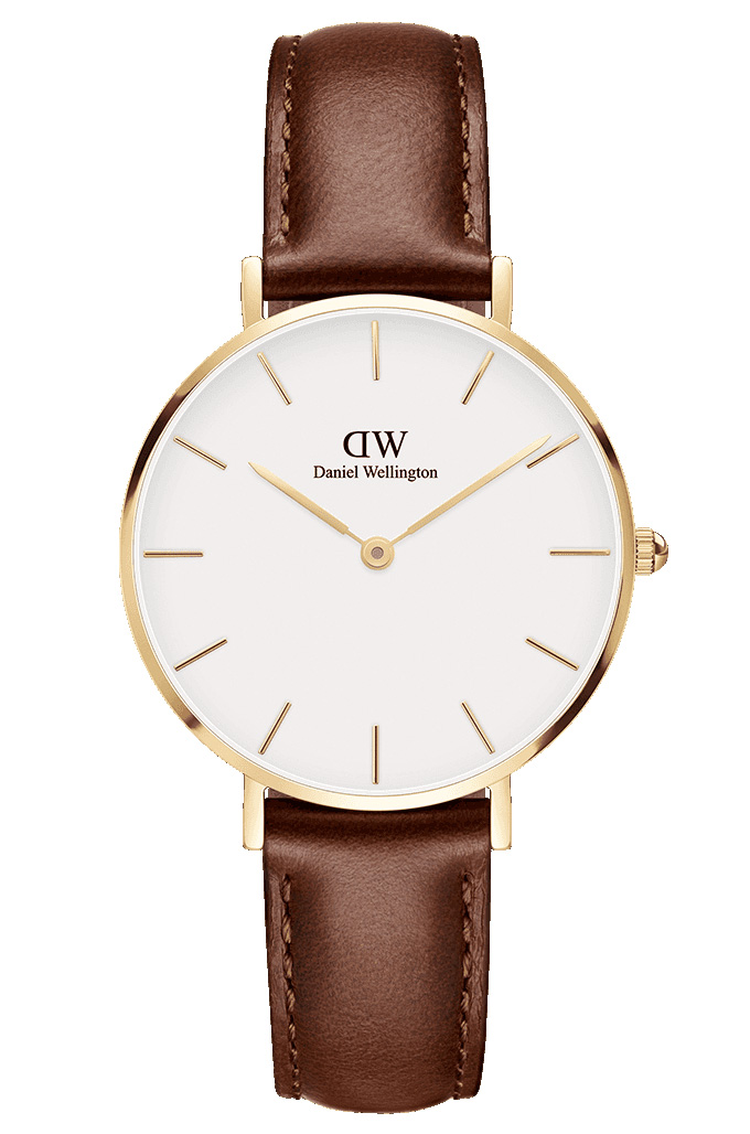 Daniel Wellington Petite St Mawes 32mm DW00100550 -  Kvarts - Gull - Dameklokker - Skinn - Mineral