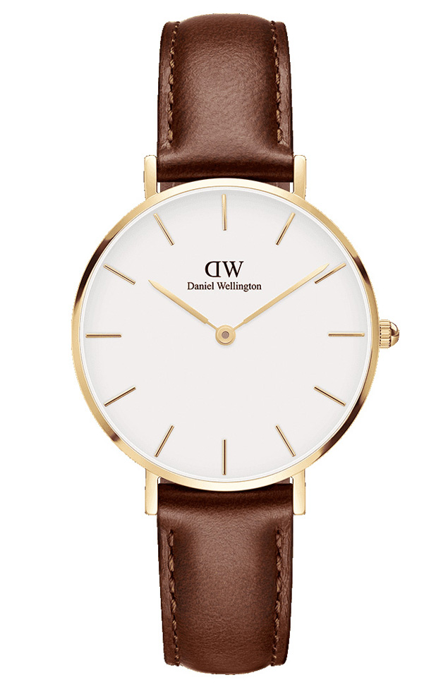 Daniel Wellington Petite St Mawes 28mm DW00100552 -  Kvarts - Gull - Dameklokker - Skinn - Mineral