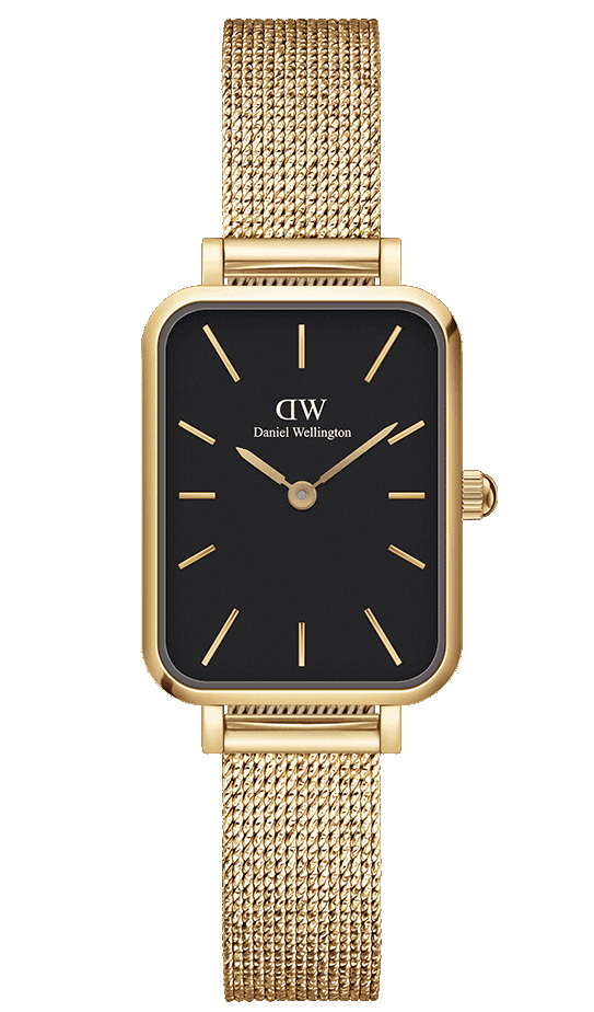 Daniel Wellington Quadro Pressed Evergold 20mm DW00100557 -  Kvarts - Gull - Dameklokker - Meshlenke - Mineral