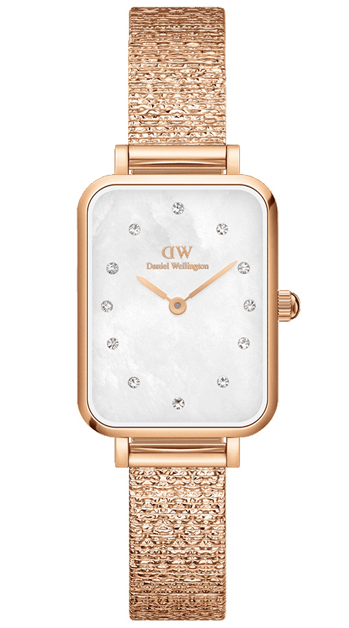 Daniel Wellington Quadro Lumine Pressed Piano 20mm DW00100578 -  Kvarts - Rosegull - Dameklokker - Meshlenke - Mineral