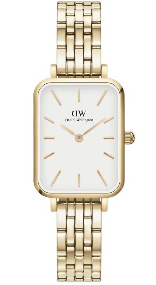 Daniel Wellington Quadro 5-Link Evergold 20x26mm DW00100622 -  Kvarts - Gull - Dameklokker - Rustfritt stål - ledd m/pin - Mineral