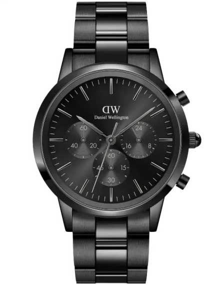 Daniel Wellington DW Watch Iconic Chronograph Link Onyx B 42mm Black
