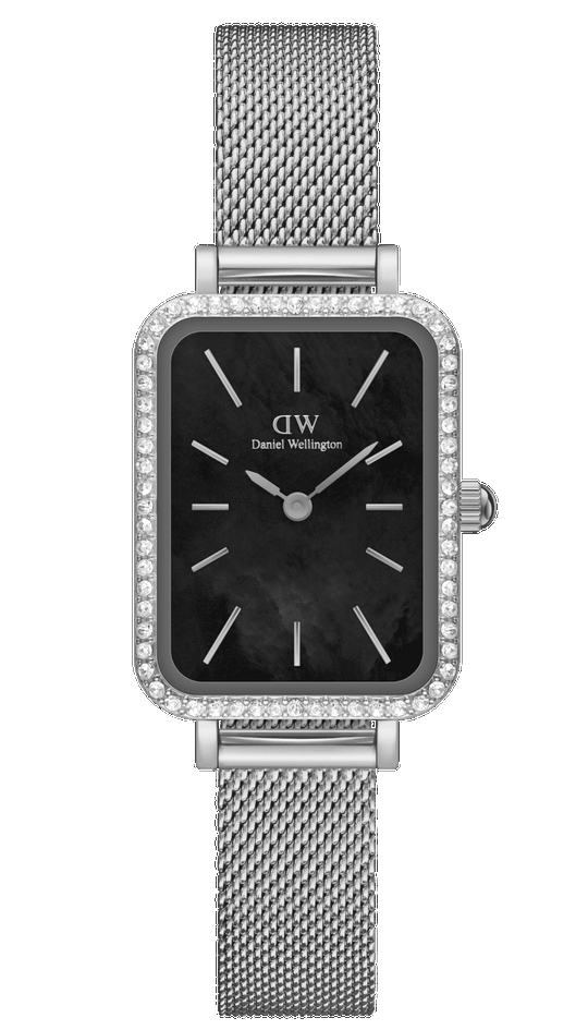 Daniel Wellington Quadro Bezel DW00100667 -  Kvarts - Sølv - Dameklokker - Rustfritt stål - ledd m/pin - Mineral