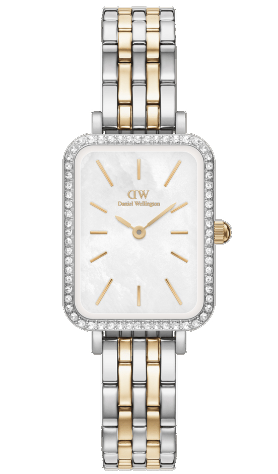 Daniel Wellington Quadro Bezel DW00100671 -  Kvarts - Sølv - Dameklokker - Rustfritt stål - ledd m/pin - Mineral