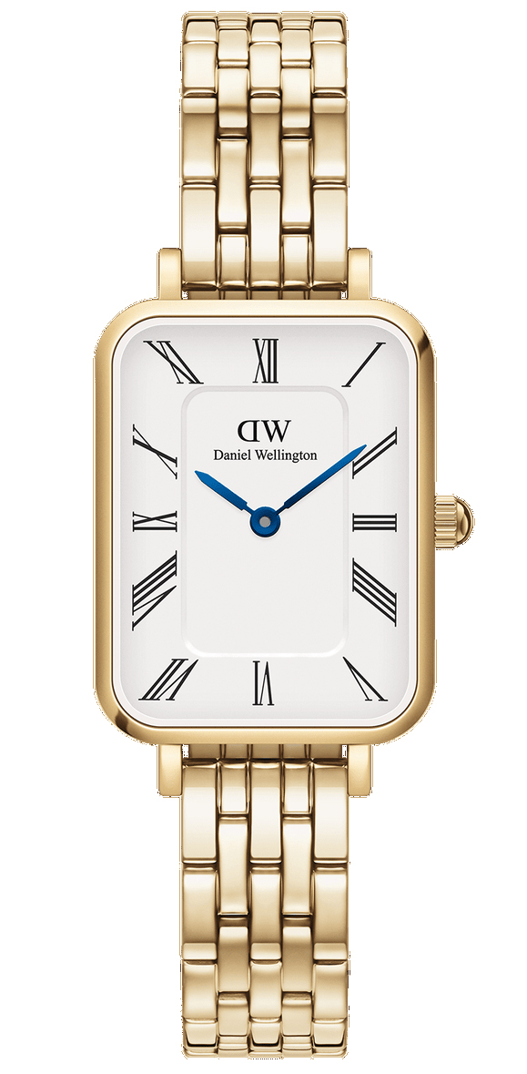 Daniel Wellington Quadro Roman 5 Link DW00100688 -  Kvarts - Gull - Dameklokker - Rustfritt stål - ledd m/pin - Mineral