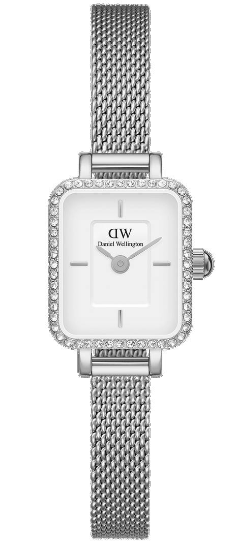 Daniel Wellington Quadro Mini Lumine Bezel DW00100732 -  Kvarts - Sølv - Dameklokker - Meshlenke - Mineral