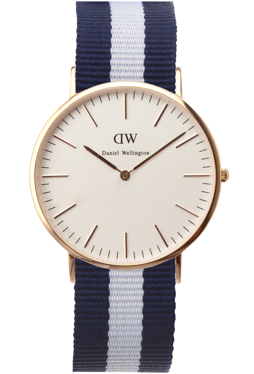 Daniel Wellington Glasgow Rose 0104DW -  Kvarts - Rosegull - Herreklokker - Stoff - Mineral
