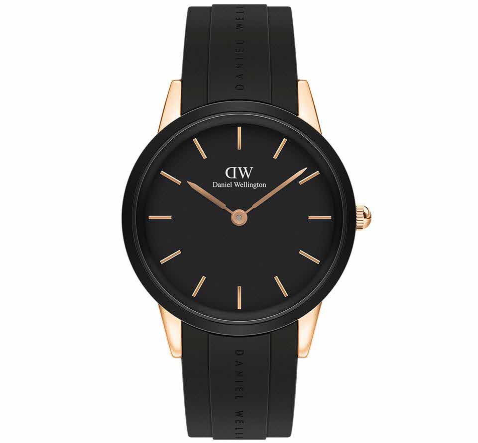 Daniel Wellington Iconic Motion 40mm Rose Black DW00100425 -  Kvarts - Rosegull - Herreklokker - Silikon -