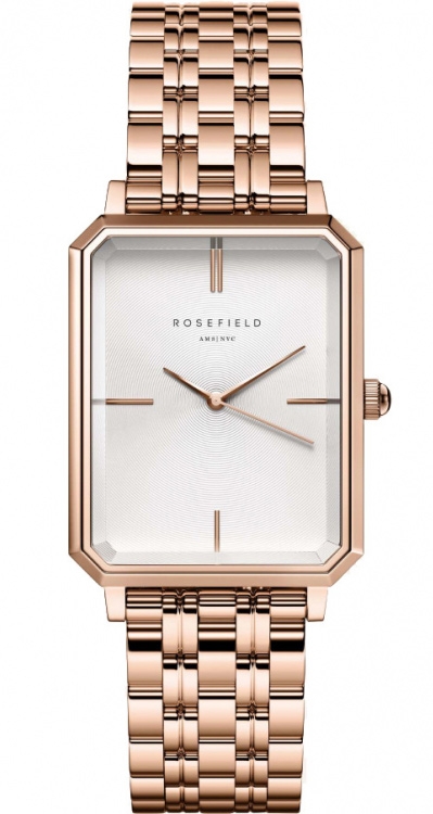 Rosefield, The Octagon dameklokke i roséfarget stål med lenke