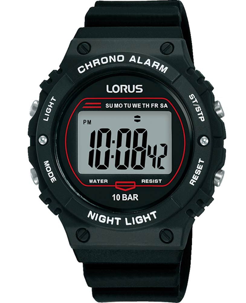 Lorus Mens Digital R2313PX9 -  Digital - Sort - Herreklokker - Silikon - Akryl