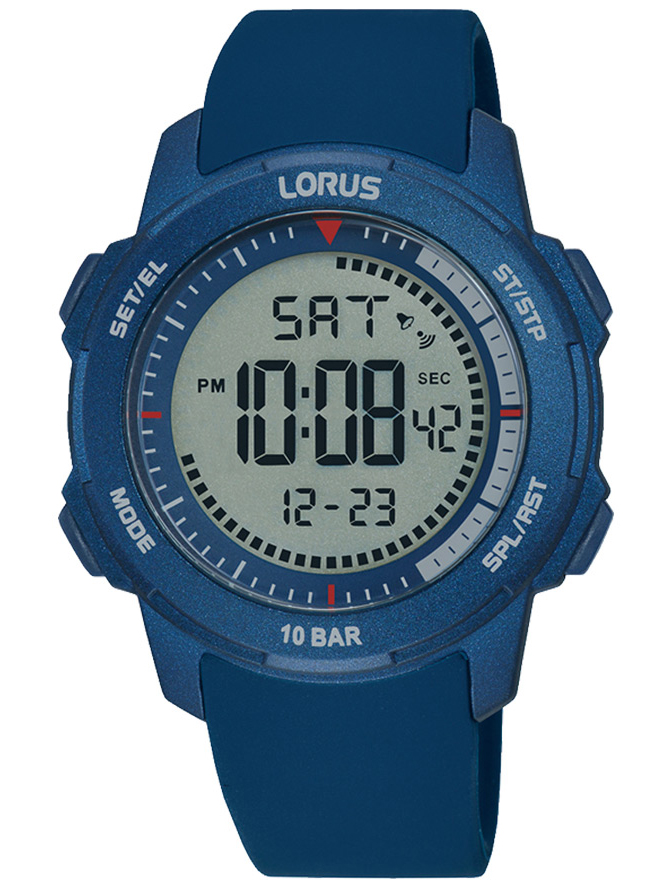 Lorus Mens Sports R2373PX9 -  Digital - Blå - Herreklokker - Silikon - Akryl