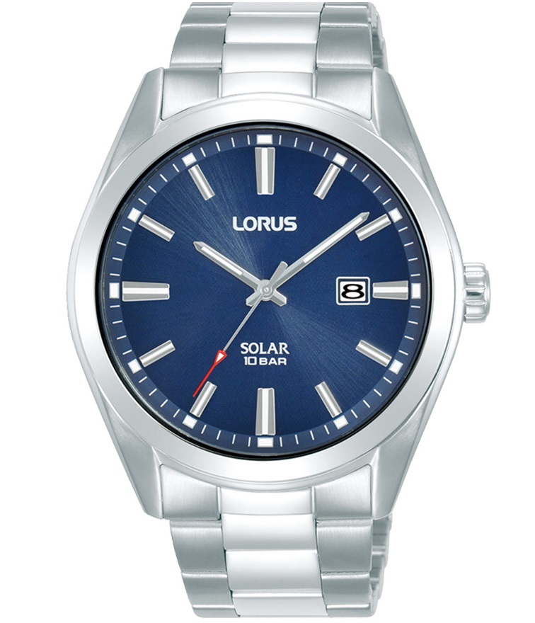 Lorus Mens Solar RX329AX9 -  Kvarts - Sølv - Herreklokker - Rustfritt stål - ledd m/pin - Mineral