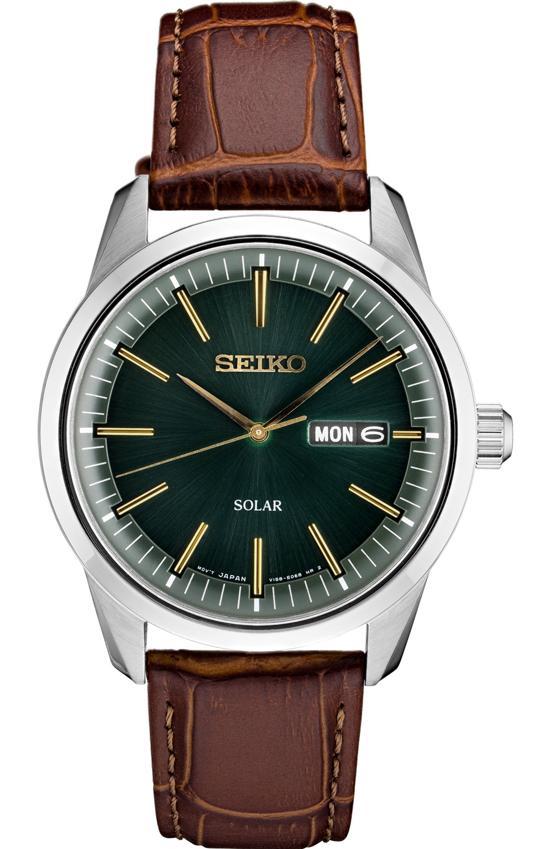 Seiko, Solar herreklokke med brun skinnrem