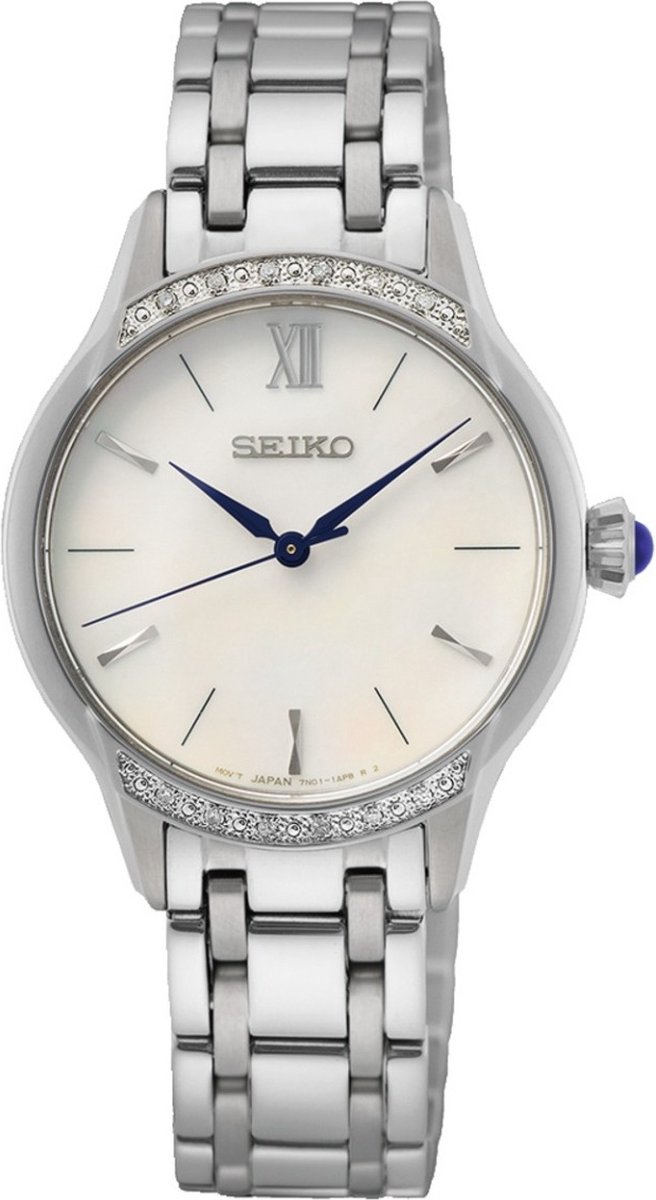Seiko Classic Diamond Bezel Ladies SRZ543P1 -  Kvarts - Sølv - Dameklokker - Rustfritt stål - Safir