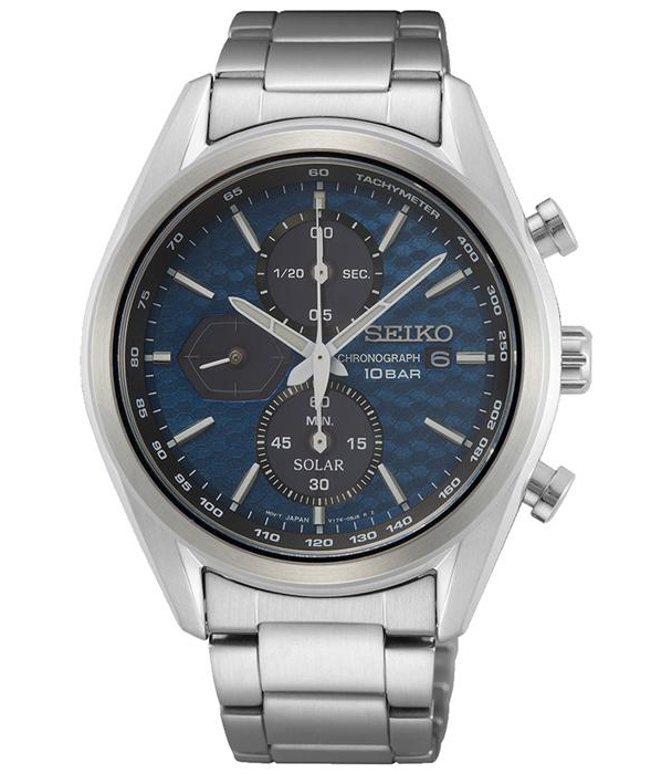 Seiko Solar Macchina Sportiva SSC801P1 -  Kvarts - Sølv - Herreklokker - Rustfritt stål - ledd m/pin - Safir