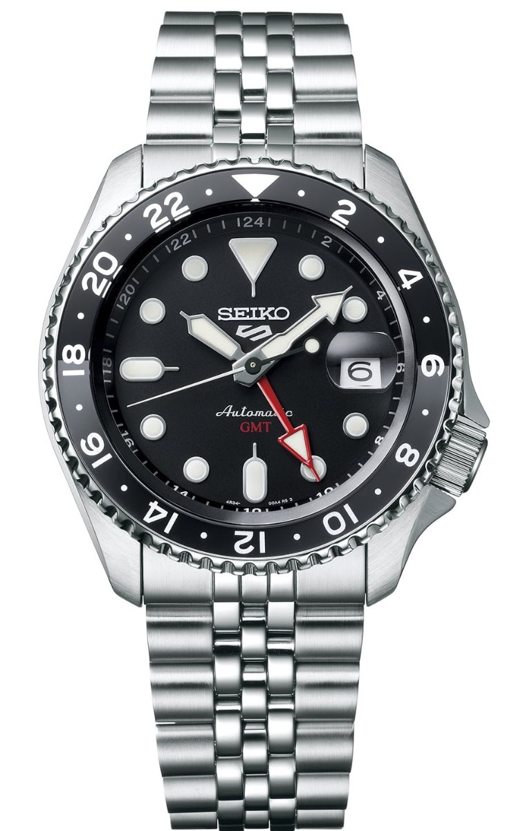 Seiko 5 Sports GMT Automatic SSK001K1 -  Automatisk - Sølv - Herreklokker - Rustfritt stål - ledd m/skrue - Mineral