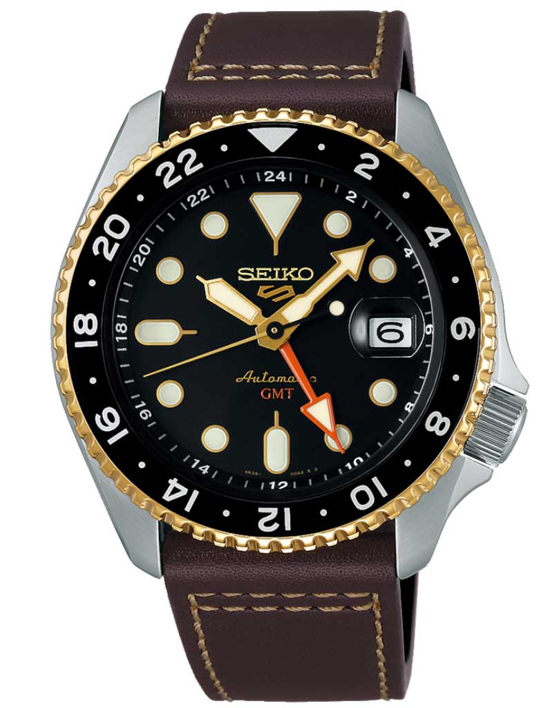 Seiko 5 Sports SSK036K1 -  Automatisk - Sølv - Herreklokker - Skinn - Mineral