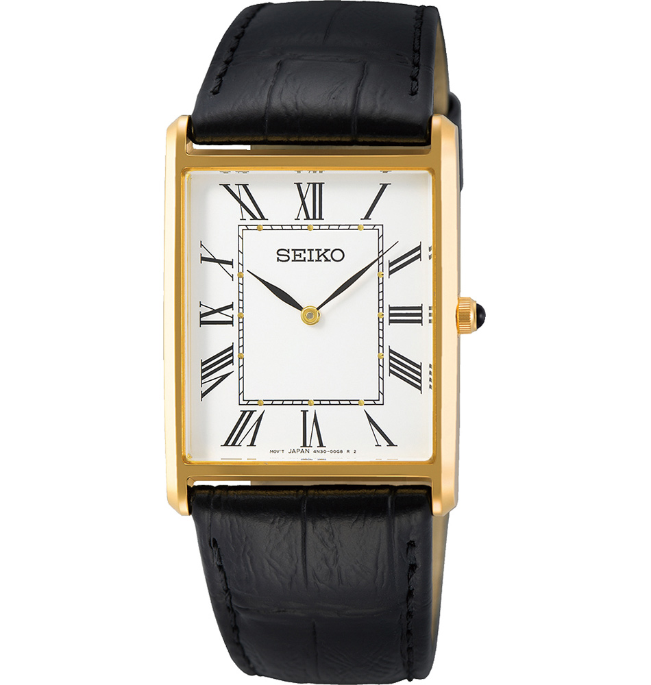 Seiko Classic SWR052P1 -  Kvarts - Gull - Herreklokker - Skinn - Mineral