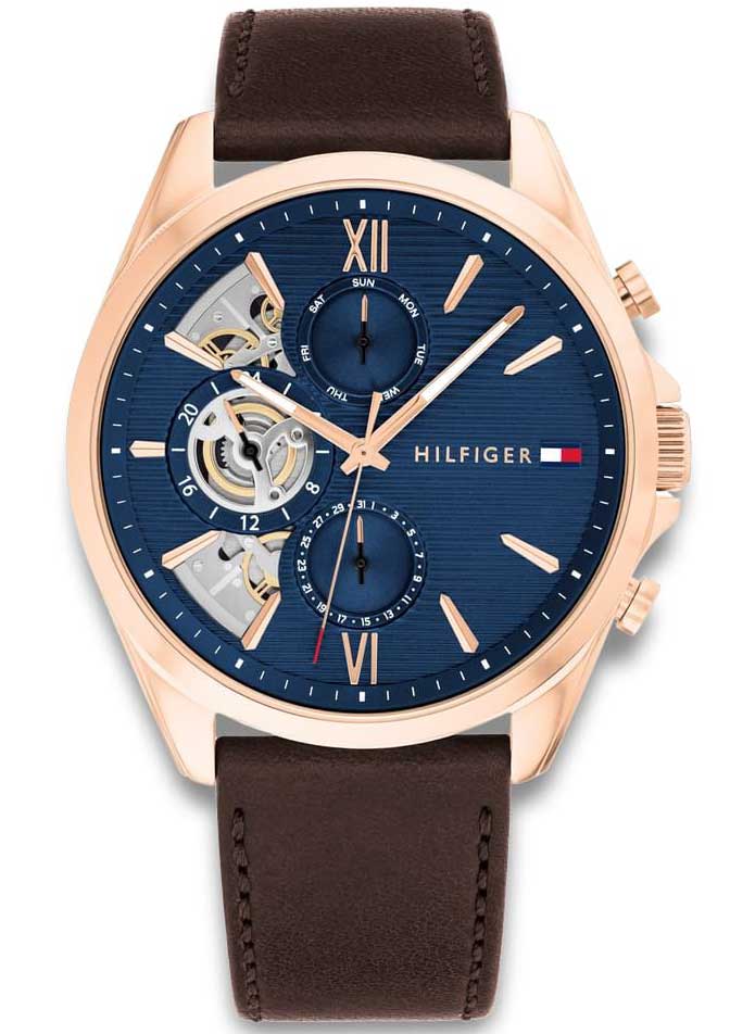 Tommy Hilfiger Baker 1710645 -  Kvarts - Rosegull - Herreklokker - Skinn - Mineral