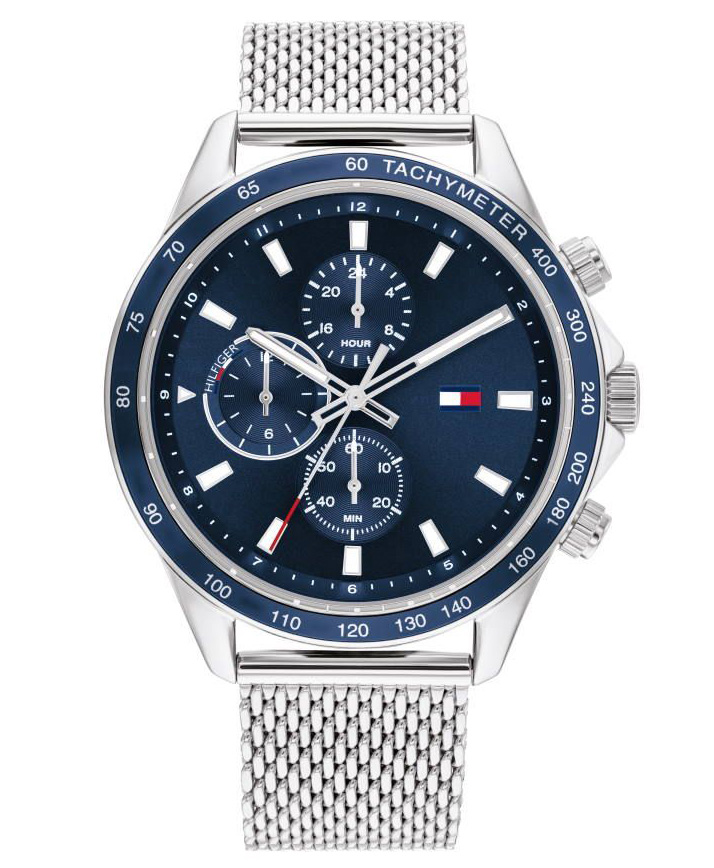 Tommy Hilfiger Miles 1792018 -  Kvarts - Sølv - Herreklokker - Meshlenke - Mineral